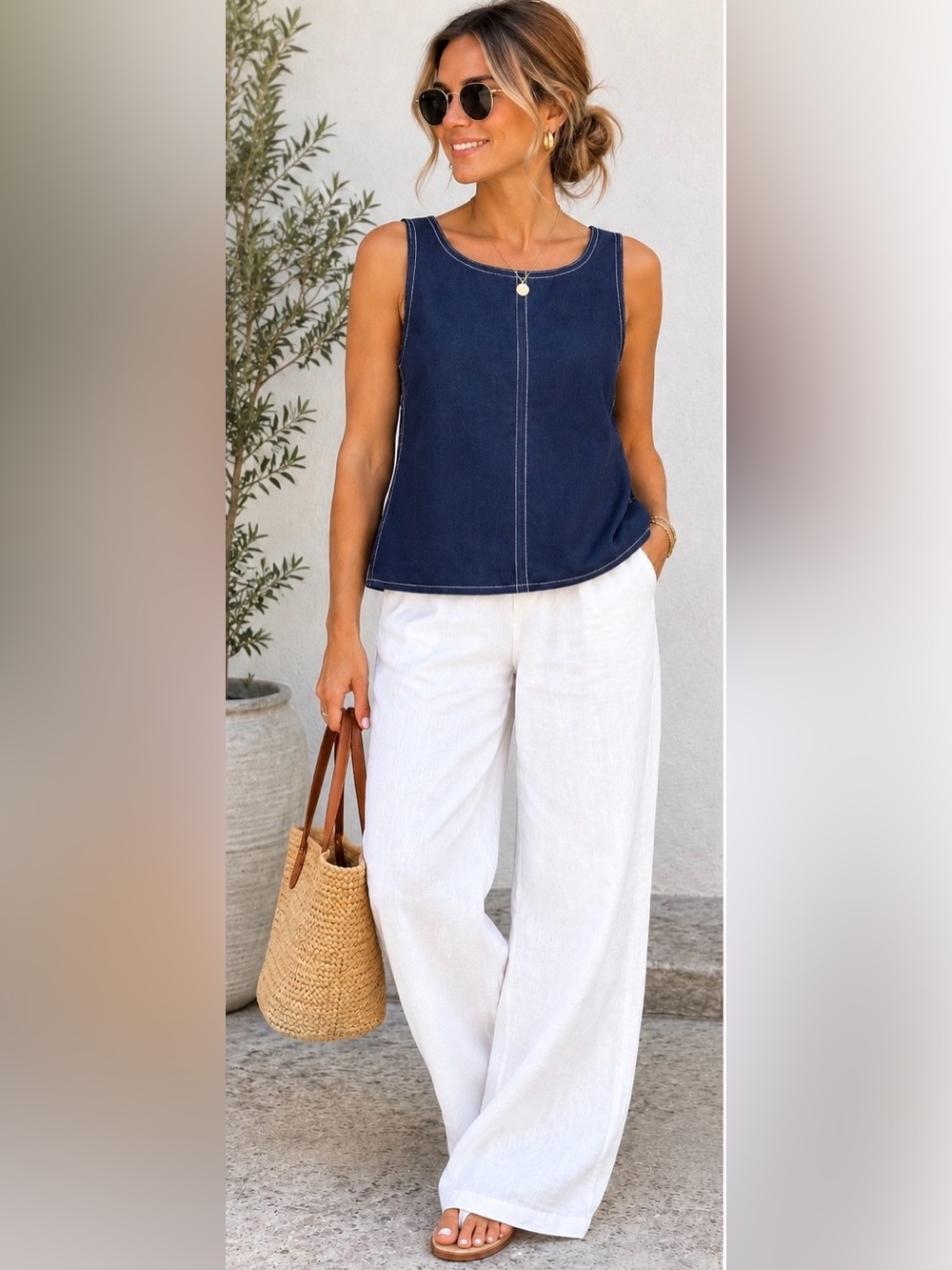 NWT J. Crew Navy Blue Contrast-stitch Shell Top Sz 8 Cotton Poplin Side Zipper
